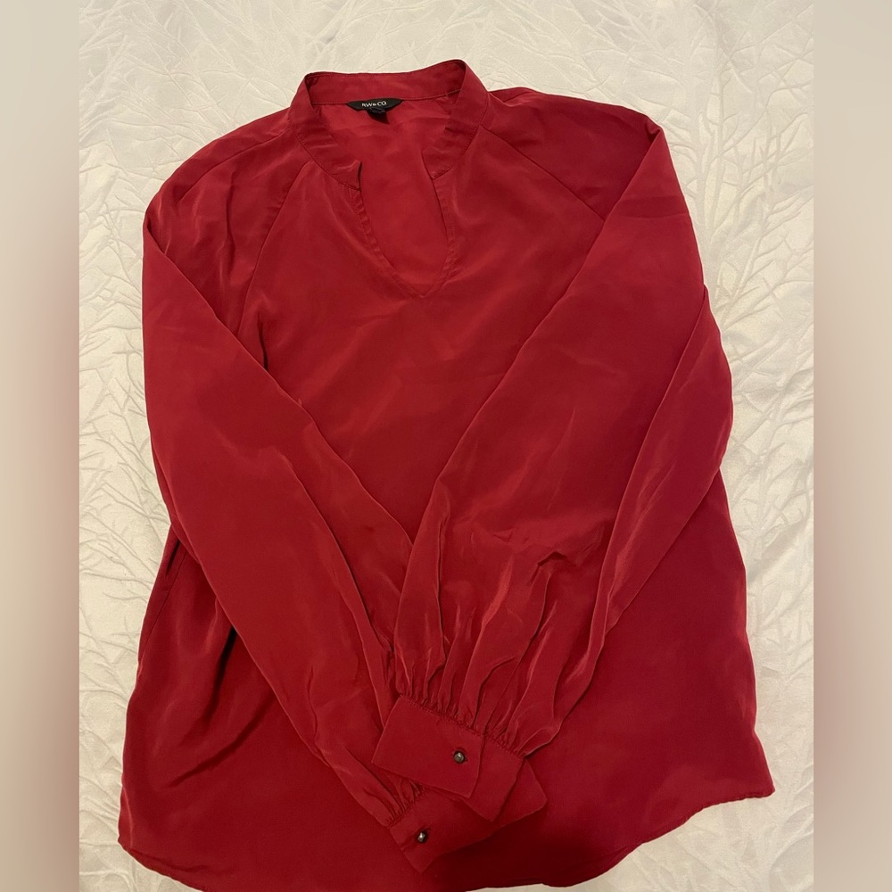 RW&CO Red Satin Blouse – Size M – Excellent Condition